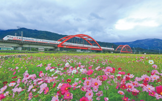 铁道迷必追桥段 客城铁桥花海与列车共构美景