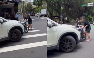 斑马线上「推轮椅狂顶」休旅车 网见他1动作嘆：怎么讲都输