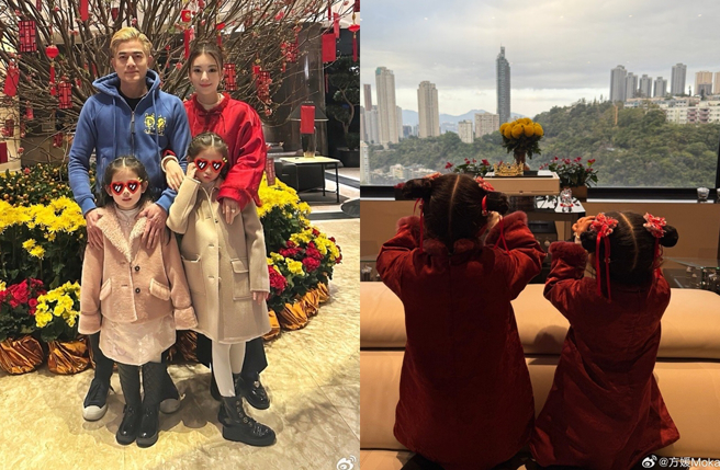 郭富城和方媛育有2個可愛女兒。（圖／翻攝自方媛Moka微博）