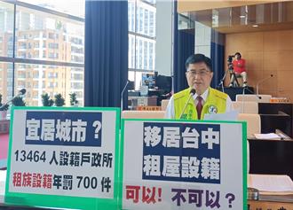 租屋設籍難年罰700件 議員批移居台中雙重懲罰