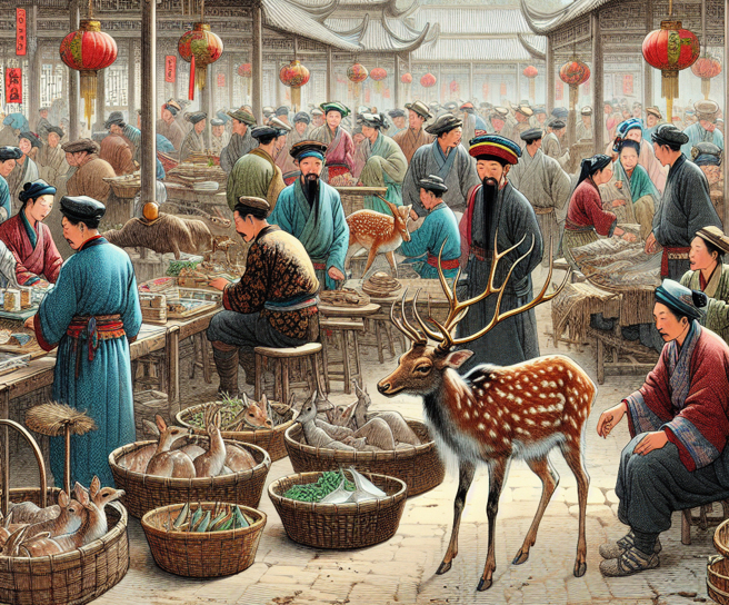 齐桓公听从管仲的建议，命人大量购买楚国的鹿只，3年后在未动一兵一卒的情况下轻取楚国。（示意图／AI生成图）