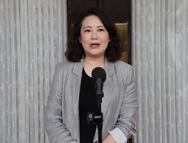 民進黨立法院黨團幹事長吳思瑤25日在立法院受訪。（姚志平攝）