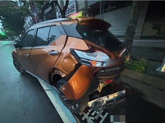 北市信義區車禍！車停路邊被撞到冒白煙 駕駛疑酒駕肇逃