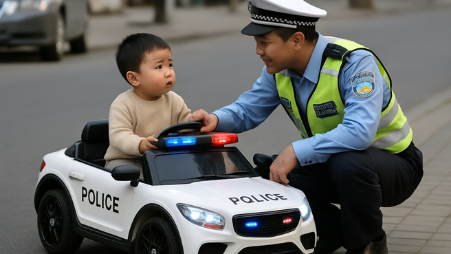 大陆一名3岁男童开车电动玩具车，直接上陆要去找妈妈，所幸被即刻拦下，这才没有酿成大祸。（示意图、与本案无关／AI生成）