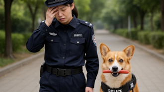 警犬「福仔」叼走陆童手中火腿肠 女警：牠没把持住