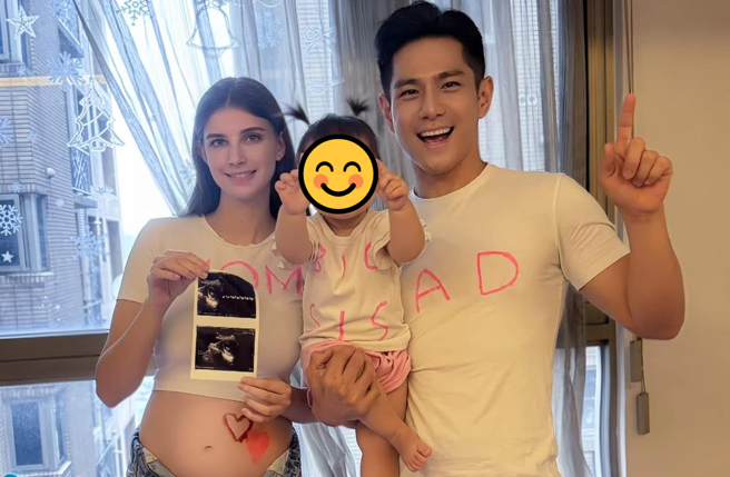 祖雄（右）跟老婆佳娜迎接第二胎诞生。（翻摄祖雄脸书）