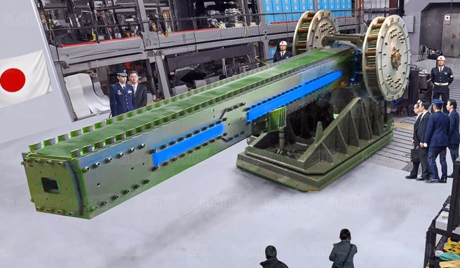 日本電磁砲原型。（圖／日本防衛省）