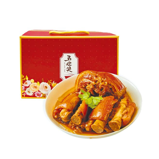 新光三越五灯奖猪脚富贵猪脚礼盒，推荐价625元。（新光三越提供）