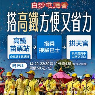白沙屯媽祖遶境5／1起跑 高鐵站接駁時間、路線出爐