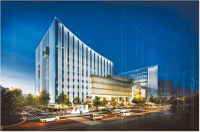 台北市立图书总馆空间已达饱和，经过评估后，市府选定美国在台协会台北办事处旧址兴建台北市音乐与图书中心。图为音图中心完工示意图。（台北市文化局提供／张珈瑄台北传真）