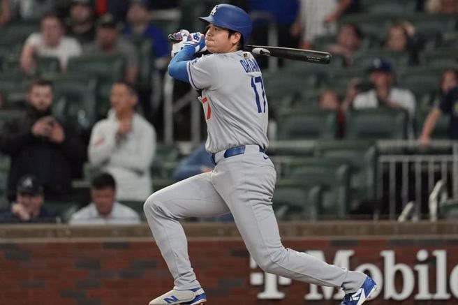 道奇大谷翔平擊出全壘打。（美聯社）