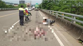 台3线竹东大桥段死亡车祸 骑士尸首分离臟器外露