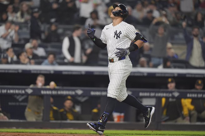 洋基重砲「法官」賈吉（Aaron Judge）並列全聯盟全壘打王。（圖／美聯社）
