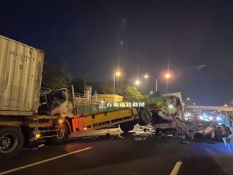 國1仁德段5車連環撞1死5傷  一度全線封閉車流無法動彈