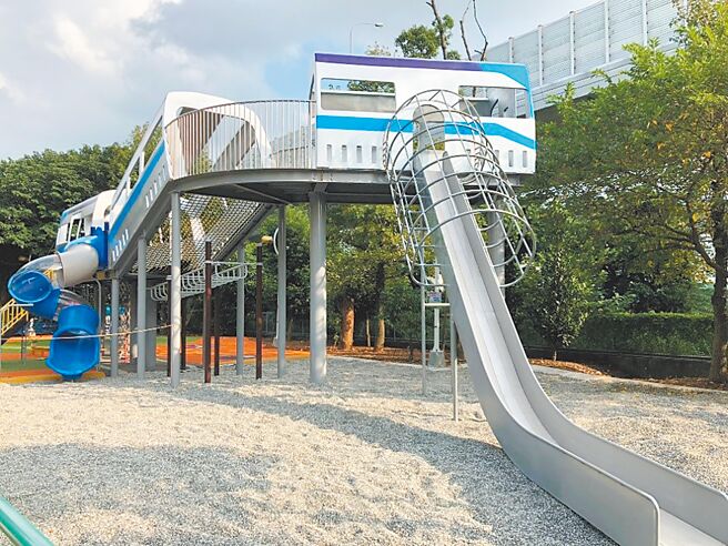林口區樂活公園是以新北捷運為主題而打造的公園。（新北市景觀處提供／高鈞麟新北傳真）