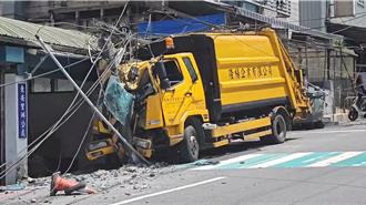 民间垃圾车追撞多车又抱电杆　疑煞车失灵酿祸