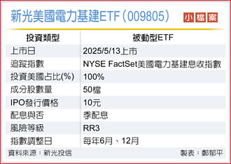 新光美國電力基建ETF009805 今掛牌