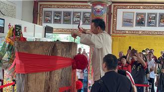 全國最小媽祖廟舉行開斧典禮 將雕刻200公分新的鎮殿媽祖