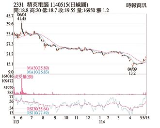 热门股－精英 单季获利胜去年