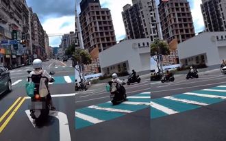 阿嬤騎士「左轉專用道」闖紅燈去待轉 網看傻：不輸高雄式左轉