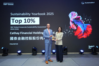 國泰金控入選2025年標普全球永續年鑑全球Top 10％企業