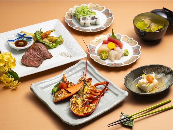 「尋味懷石單人套餐」包含魚子醬手工豆腐、活龍蝦海膽醬、美國菲力牛排等精緻菜色，可享77折優惠價2688元。（台北遠東香格里拉提供／陳韻萍台北傳真）