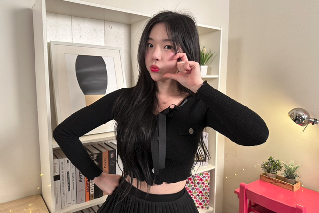 統一獅Uni-Girls韓籍啦啦隊成員趙娟週接受《女神放大鏡》訪問。 (林湘莉攝)