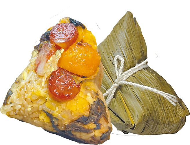 大潤發葉味李錦記臘味梅干珍珠粽，4入328元。（大潤發提供）