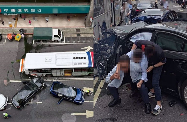 78岁董座驾车23日驾车到北市重庆南路时发生衝撞车祸。（图／翻摄画面）