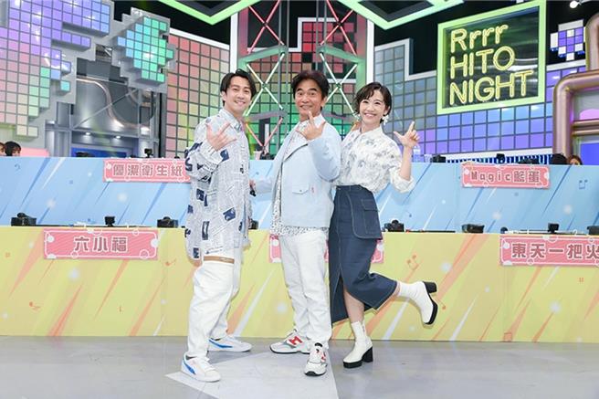陳漢典（左起）、吳宗憲、Lulu一同主持《綜藝大熱門》。（節目提供）