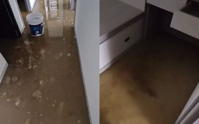 大陆有男子在一处社区13楼买结婚房，上个月因污水管阻塞，导致新家变「化粪池」。（图／翻摄自微博）