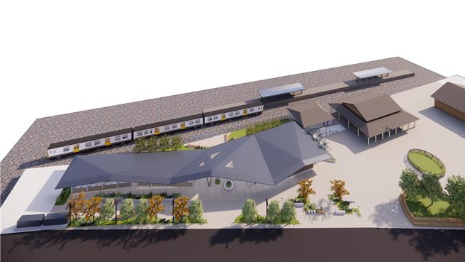 日月潭国家风景区管理处斥资7198万元整建集集火车站旁卖场，设计图曝光。（日管处提供／杨静茹南投传真）