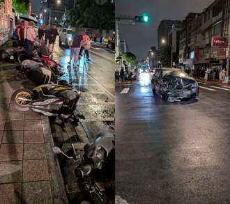快訊》北市永康街Uber計程車暴衝 撞飛整排機車！行人倒地