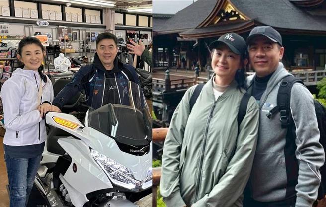 苏宗怡（左）跟老公在日本享受重机自驾游。（TVBS提供）