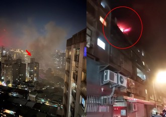 快訊》新北暗夜火警　中和公寓頂加竄火舌