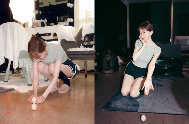 王心凌穿真理褲超兇視角立蛋。（圖／臉書 王心凌 Cyndi Wang）