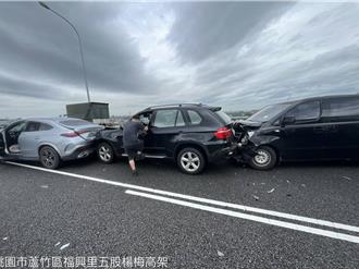 車流回堵未注意！國1桃園段南向8車連環撞  