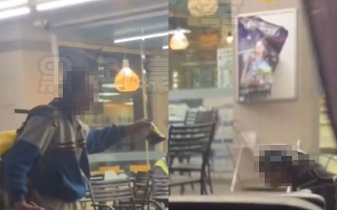 台中清水區一間超商外，一名男子對著女子飆罵。（圖／翻攝自黑色豪門企業）