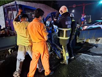 苗栗三灣車禍！3人受困變形車內 警消緊急救援送醫