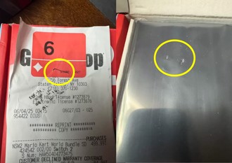 全新Switch2大灾难！ 收据钉包装盒全新萤幕「毁损凹陷」