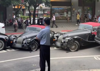 388萬起跳英國手工Morgan Plus Four車禍 引爆吃瓜民眾圍觀