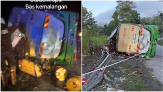 大馬遊覽車凌晨車禍翻覆 全車大學生釀15死33傷