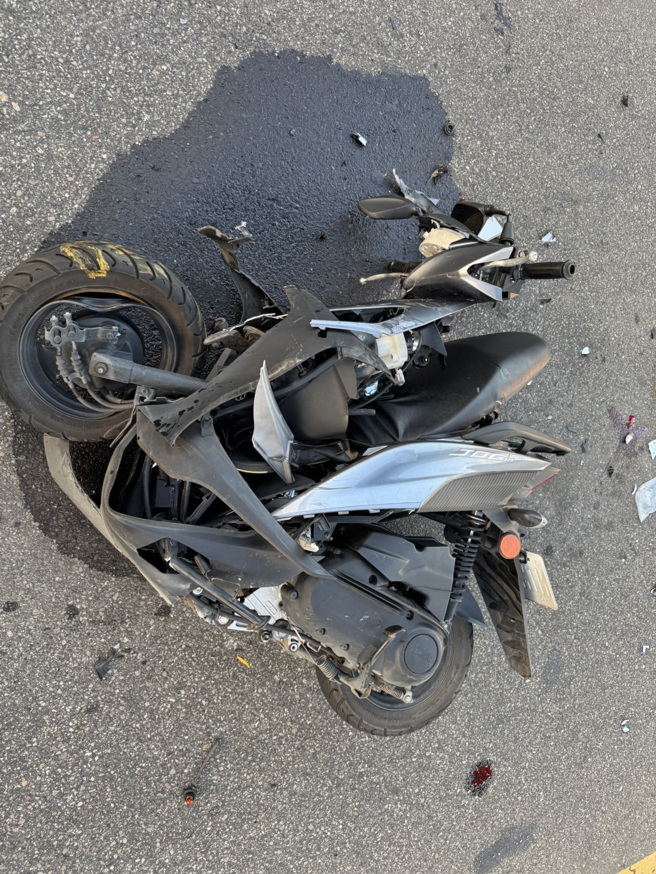 新北五股嚴重車禍，騎士逆向衝撞，頭部重創命危送醫。（圖／翻攝畫面）