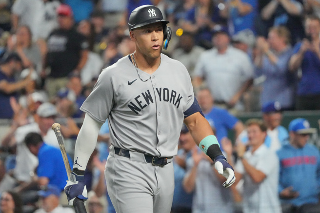 洋基重砲「法官」賈吉延續連任打者實力榜第1名。（圖／路透）