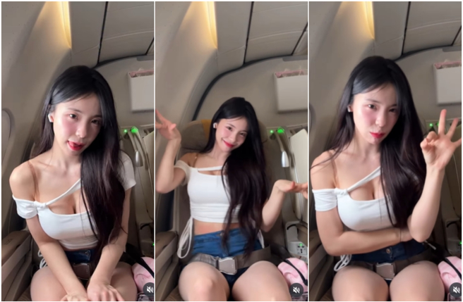 李多慧在机舱内热舞，火辣程度破表。（图／翻摄自李多慧  IG ）