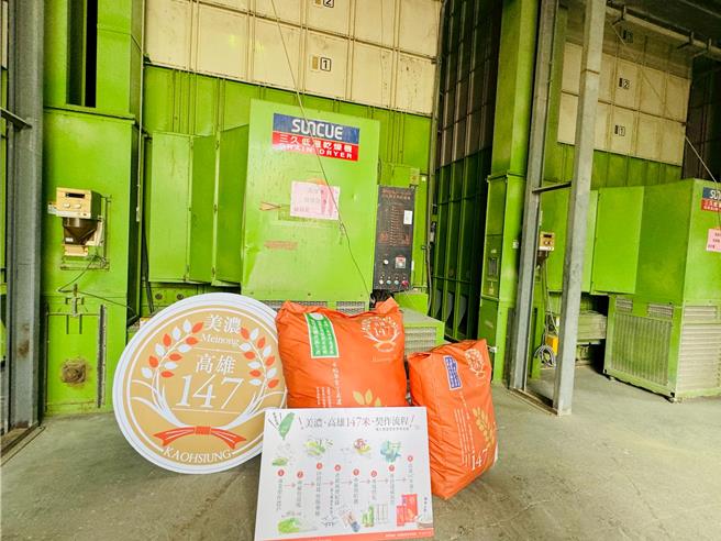 在高雄美濃生產的高雄147號米，成功出口到南非市場，首批共1萬6251公斤於16日裝櫃。（高雄市農業局提供／任義宇高雄傳真）