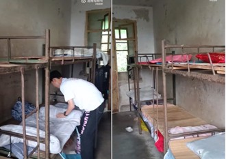 学校宿舍如烂尾楼！ 陆网惊呼：监狱都比这边强