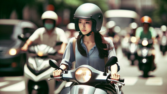 機車停等區被擋！她繞過雙白線沒打方向燈 結果慘了