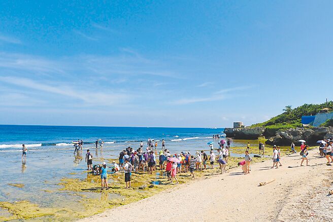 小琉球近年来每年登岛游客数达百万人次，岛上潮间带生态观察是热门游程之一。（屏东县政府提供／罗琦文屏东传真）