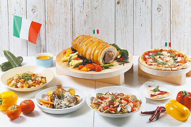 高雄万豪酒店豪享自助餐厅推出「舌尖上的义式巡礼」，荟萃义大利的明媚风情与深厚文化底蕴，传递地中海饮食的独特魅力。图／高雄万豪酒店提供